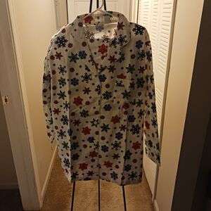 New Snowflake Print Pajama Top